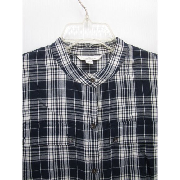 LL Bean Top 4 Wool Blend Signature Tunic Flannel Shirt Band Collar - Picture 2 of 11